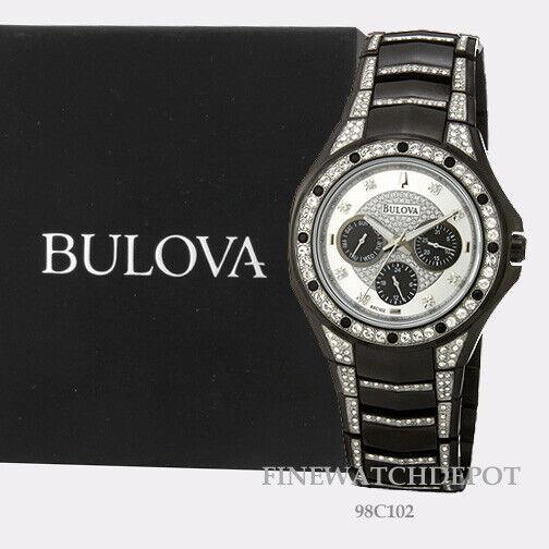 Bulova Men`s Black Silver Stainless Steel Chronograph Watch 98C102