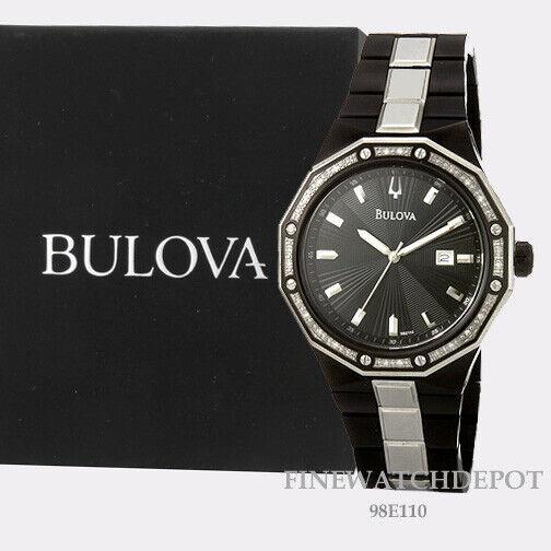 Bulova Men`s Brushed and Polished Stainless Steel Diamond Watch 98E110