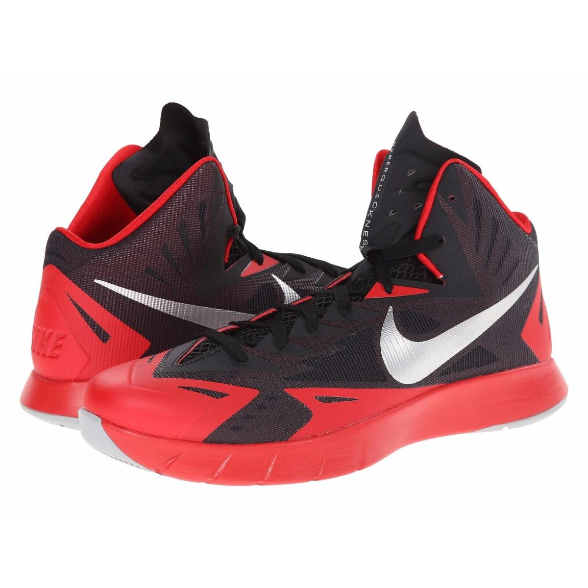 Men`s Nike Lunar Hyperquickness Basketball Shoes 652777 006 Sizes 8-13 Blk/red/ - Black/Wolf Grey/University Red
