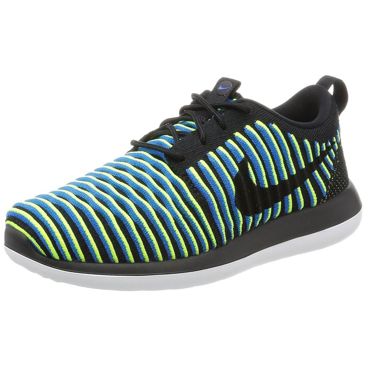 Nike Women`s Roshe Two Flyknit Running Shoes Black/Black-photo Blue-volt