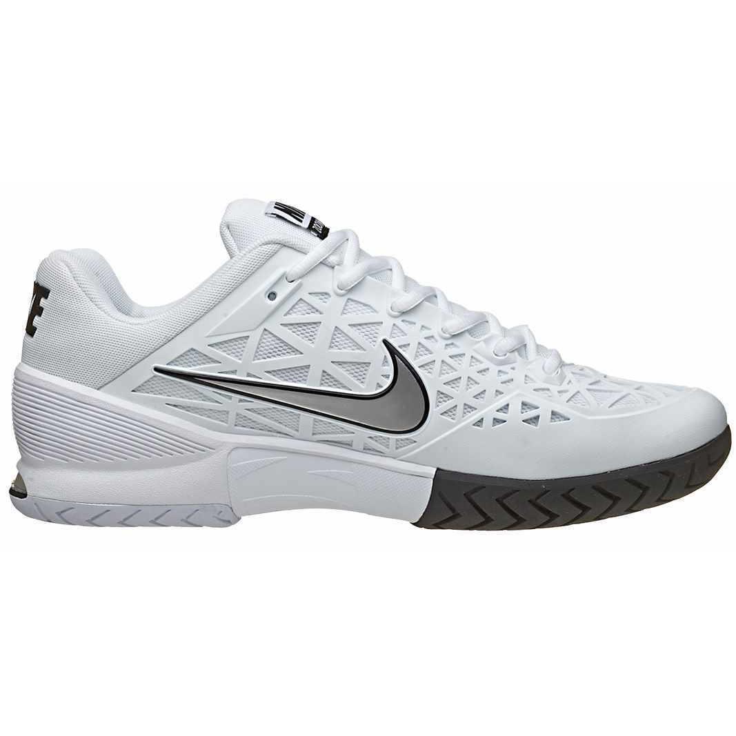 Nike Zoom Cage 2 White Metallic Silver Athletic 705247-100 Men`s Tennis Shoes