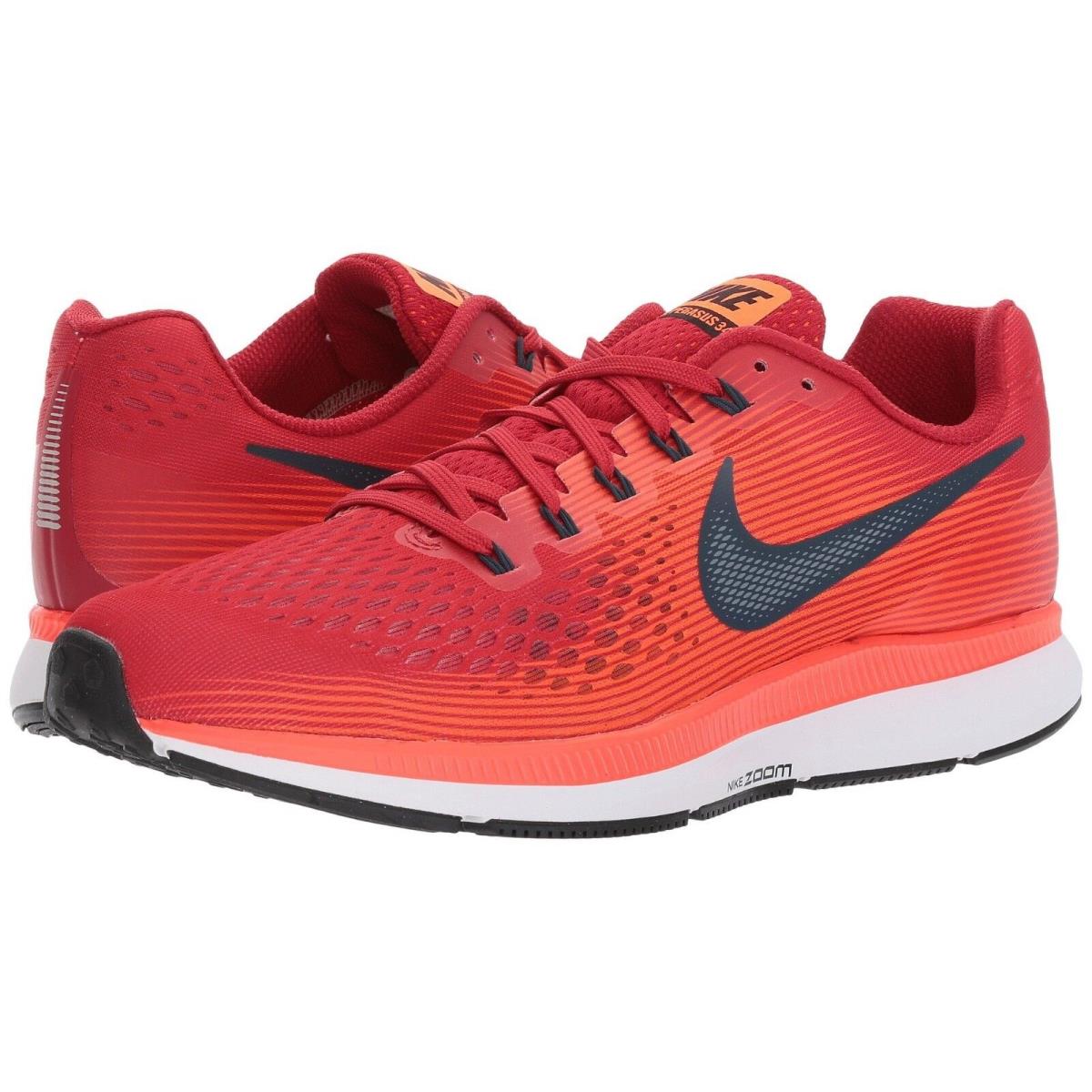Men`s Nike Zoom Pegasus 34 Running Shoes 880555 600 Size 15 Gym Red/ar Navy