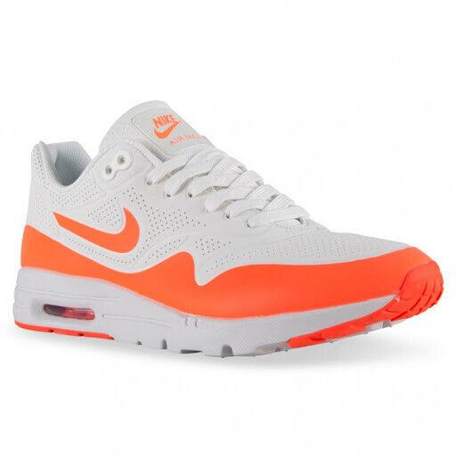 Women`s Nike Air Max 1 Ultra Moire White Orange Comfort Athletic Shoes