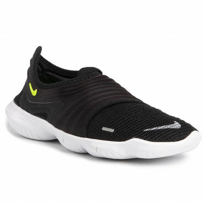 Nike Women`s Free Rn Flyknit 3.0 Shoe Black/white/volt AQ5708-001 Sz 7.5 8