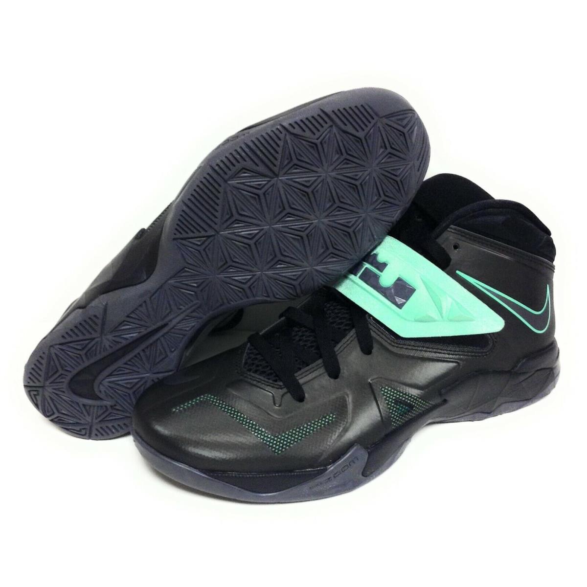 Mens Nike Lebron Zoom Soldier Vii 599264 002 Black Green Glow Sneakers Shoes - Black