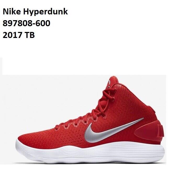 Men`s Nike Hyperdunk Basketball Shoes - Retired University Red/Metallic Silver