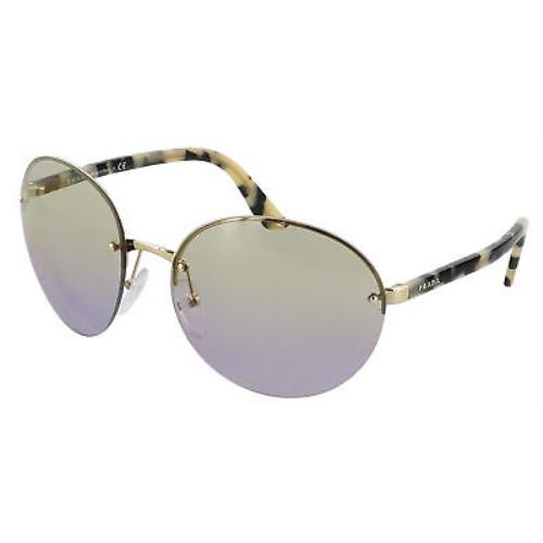 Prada 0PR 68VS Heritage ZVN757 Round Sunglasses - Pale Gold , Pale Gold Frame, Dark Grey Lens