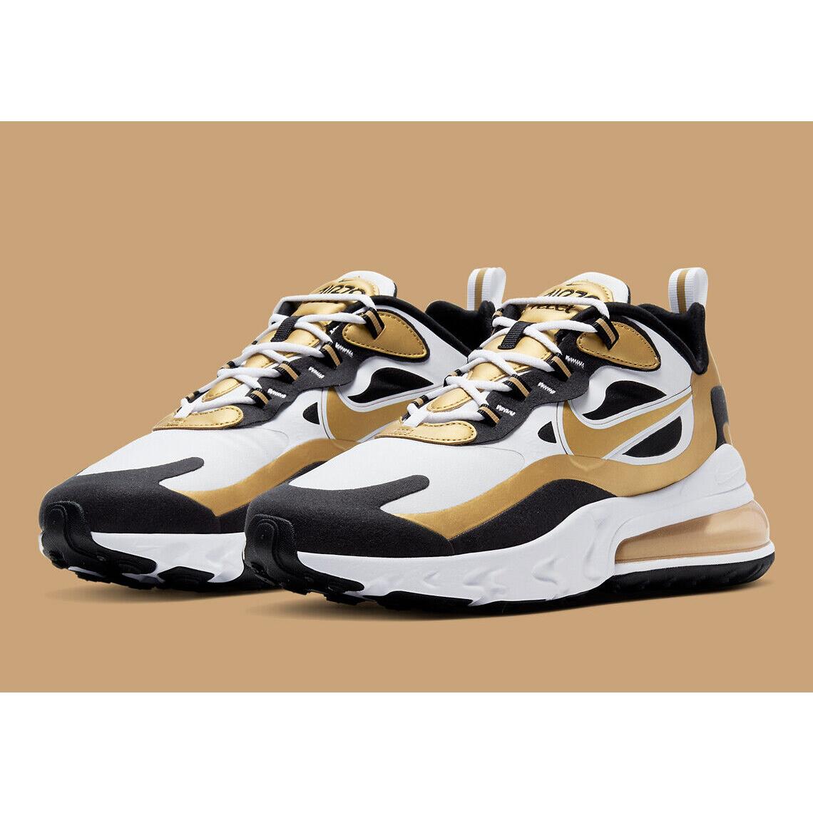 Men`s Nike Max 270 Running Shoes CW7298 100 Multi Sizes Wht/mgold/ blk | 883212468888 - Nike shoes Air Max React - White/Metallic Gold/Black White/Metallic Gold/Black Manufacturer | SporTipTop