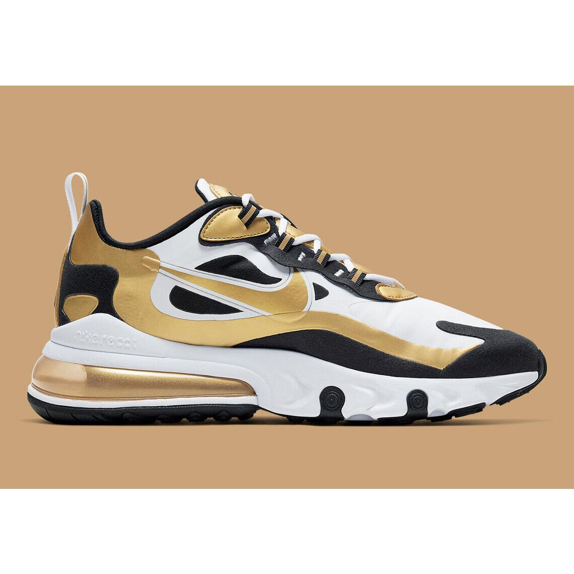 Men`s Nike Max 270 Running Shoes CW7298 100 Multi Sizes Wht/mgold/ blk | 883212468888 - Nike shoes Air Max React - White/Metallic Gold/Black White/Metallic Gold/Black Manufacturer | SporTipTop