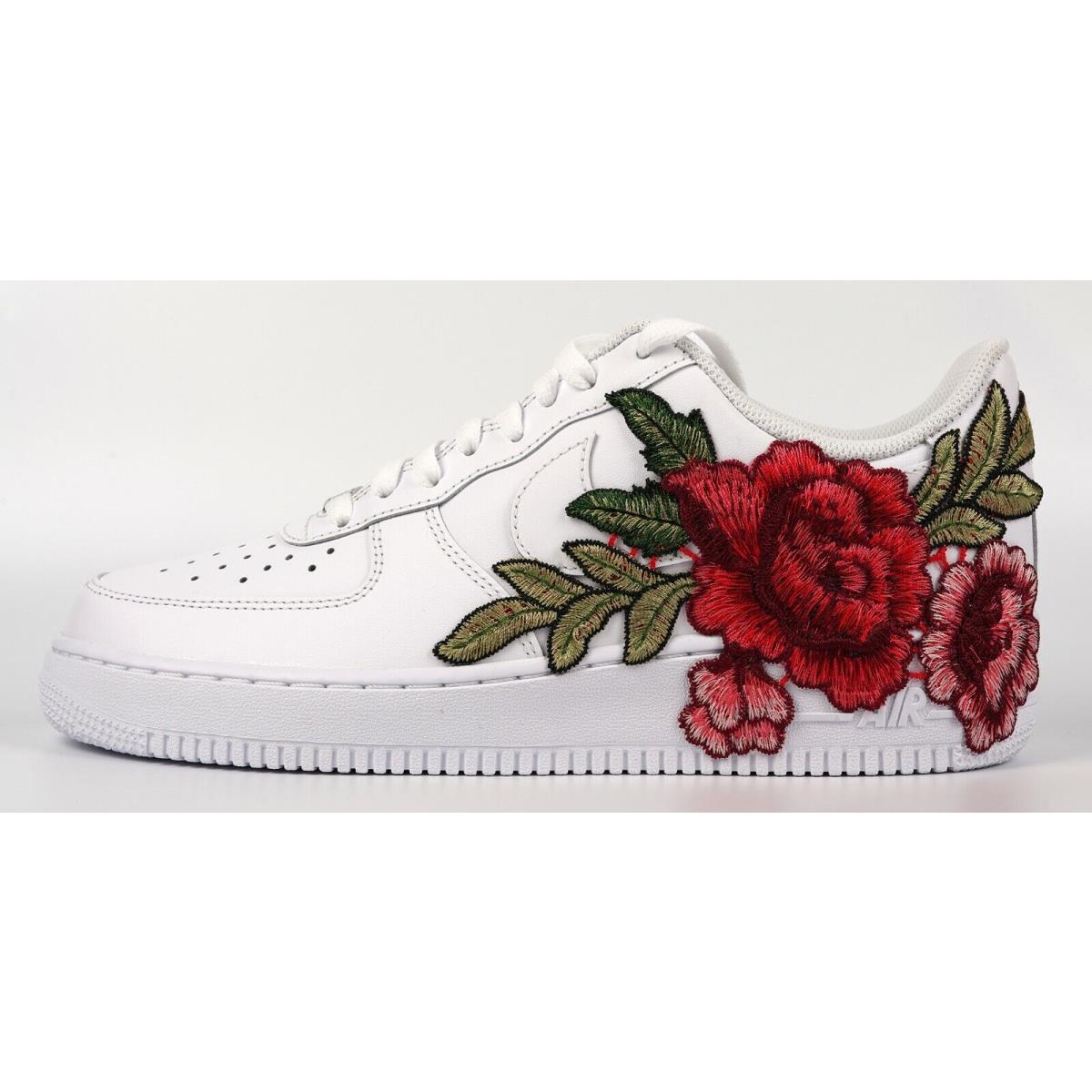 white forces with roses