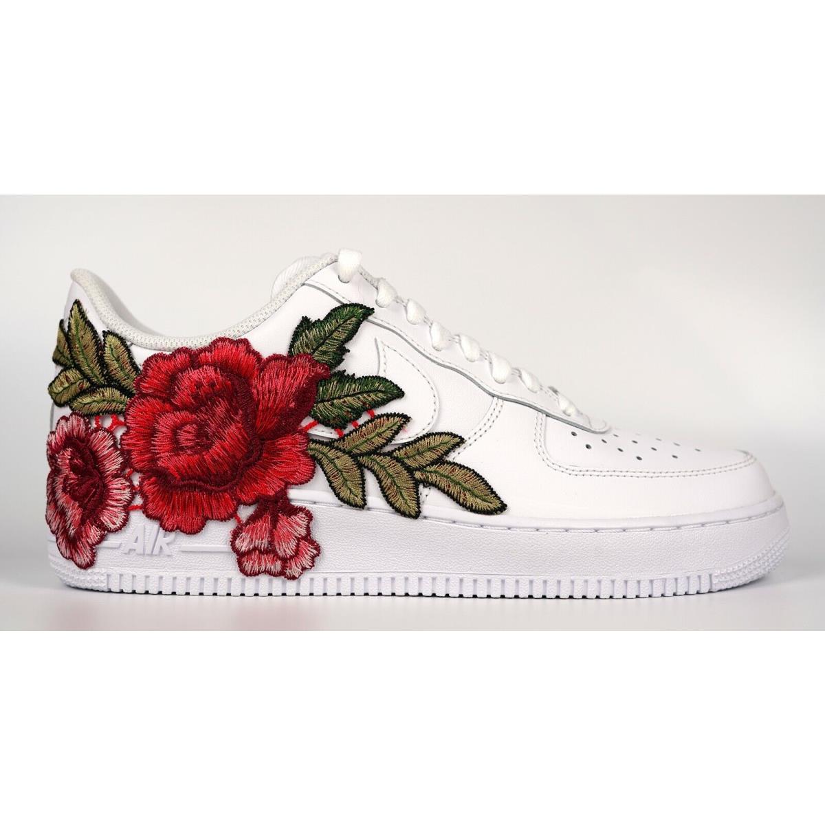 white forces with roses