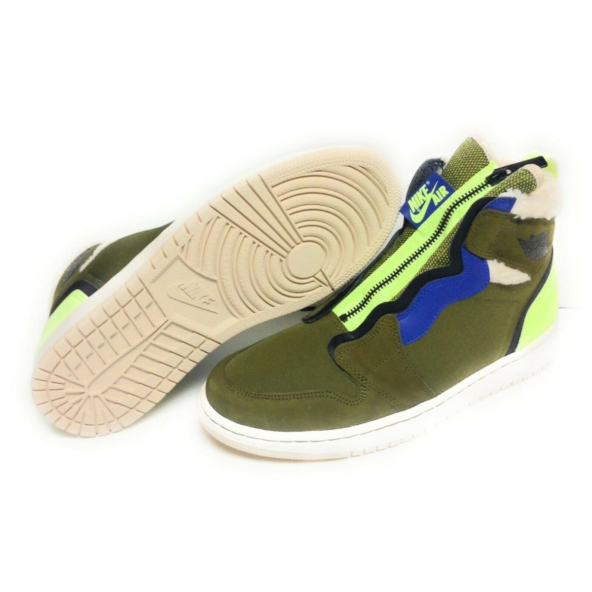 Womens Nike Air Jordan 1 High Zip Up AV3723 300 Olive Volt Green Sneakers Shoes