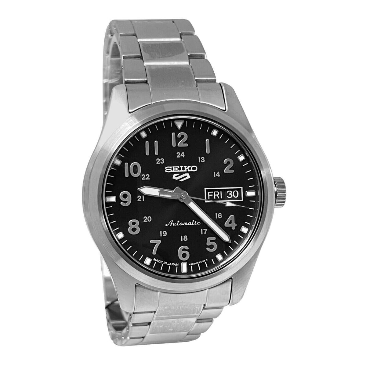 Seiko Men`s 5 Automatic Watch 100 Meter Day Date Black Dial Watch SRPG27