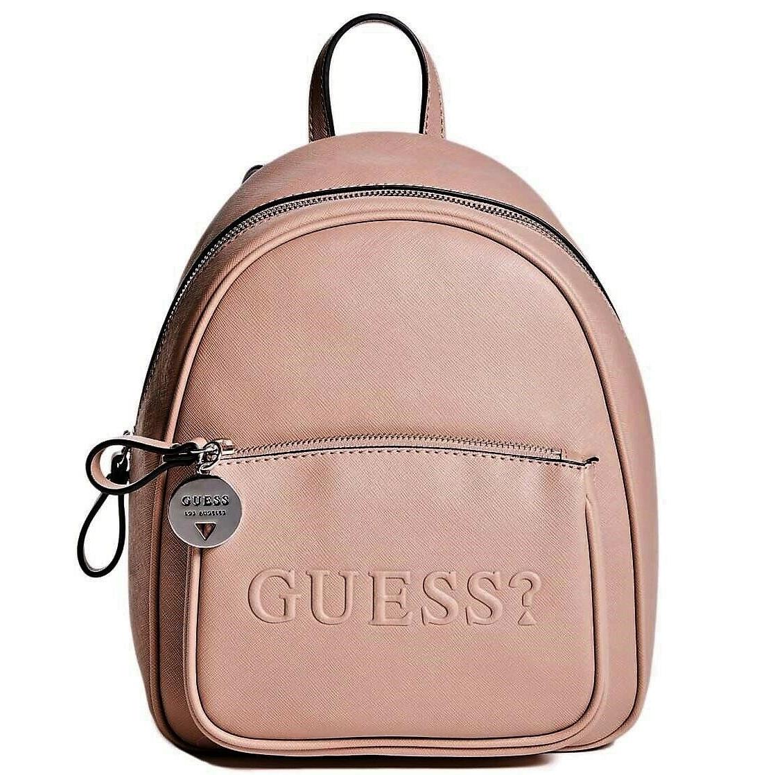 Guess Women`s Rigden Pink Dusty Mauve Logo Small Backpack Bag Handbag Purse