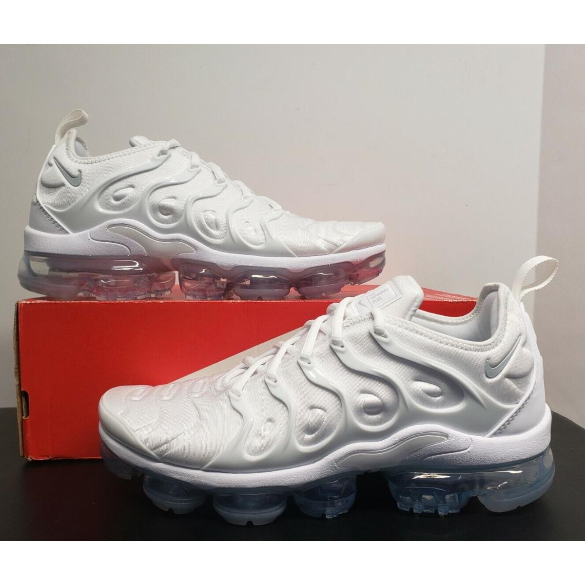 Nike Air Vapormax Plus Triple White Platinum 924453-100 Mens Size 9.5 No Lid - White / White - Pure Platinum, Manufacturer: White / White - Pure Platinum