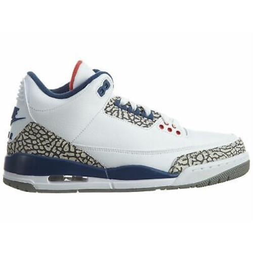 Nike Air Jordan 3 Retro True Blue Mens 854262-106 White Fire Red Blue Shoes Size 8