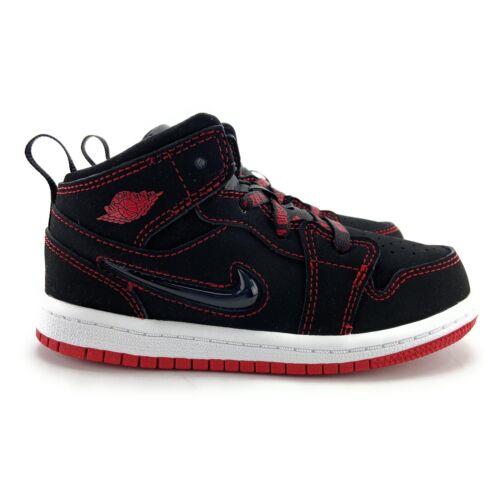 Nike Youth Jordan 1 Mid Fearless Black Gym Red White CU6619-062 Shoes Sz 4C TD