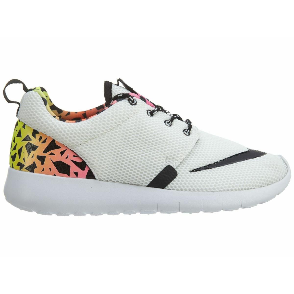 Nike Roshe One FB Big Kids 810513-100 White Black Volt Pink Blast Shoes Size 7