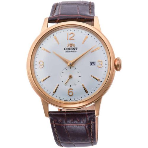 Orient Men`s RA-AP0004S10B Classic Bambino 41mm Manual-wind Watch - Dial: White, Band: Brown, Bezel: Gold