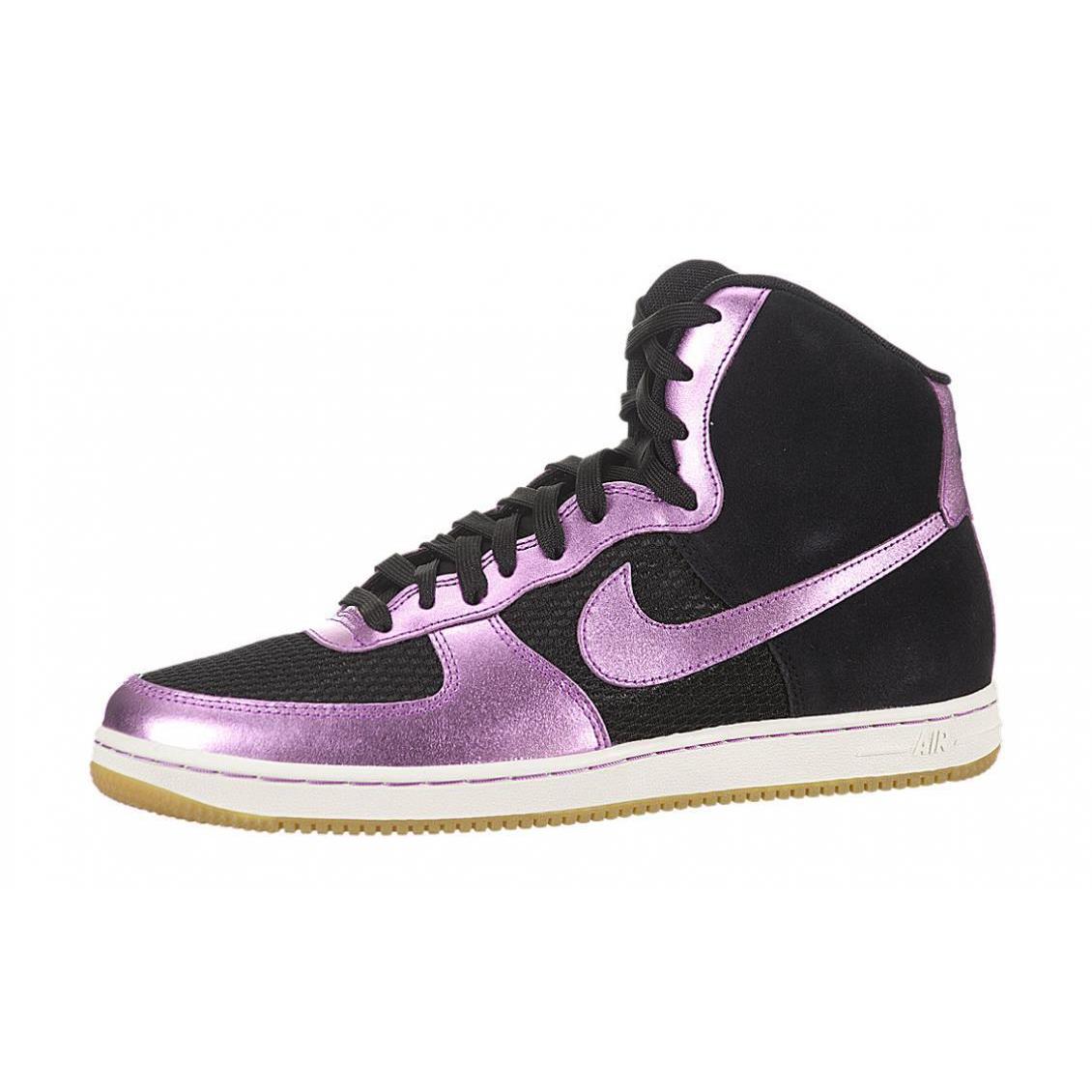 Nike Women`s Air Force 1 Light High Purple Black Shoes 525395 050 Size 8 - Black