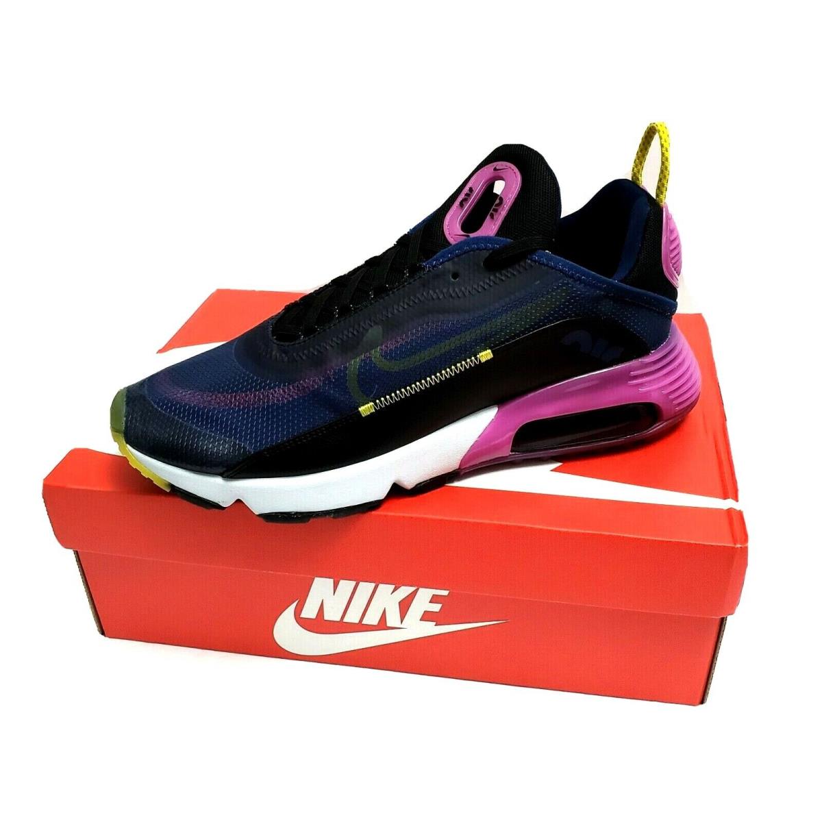 Nike Air Max 2090 Men`s Running Shoes Blue Void/chrome Yellow Black CT7695 Sz 9