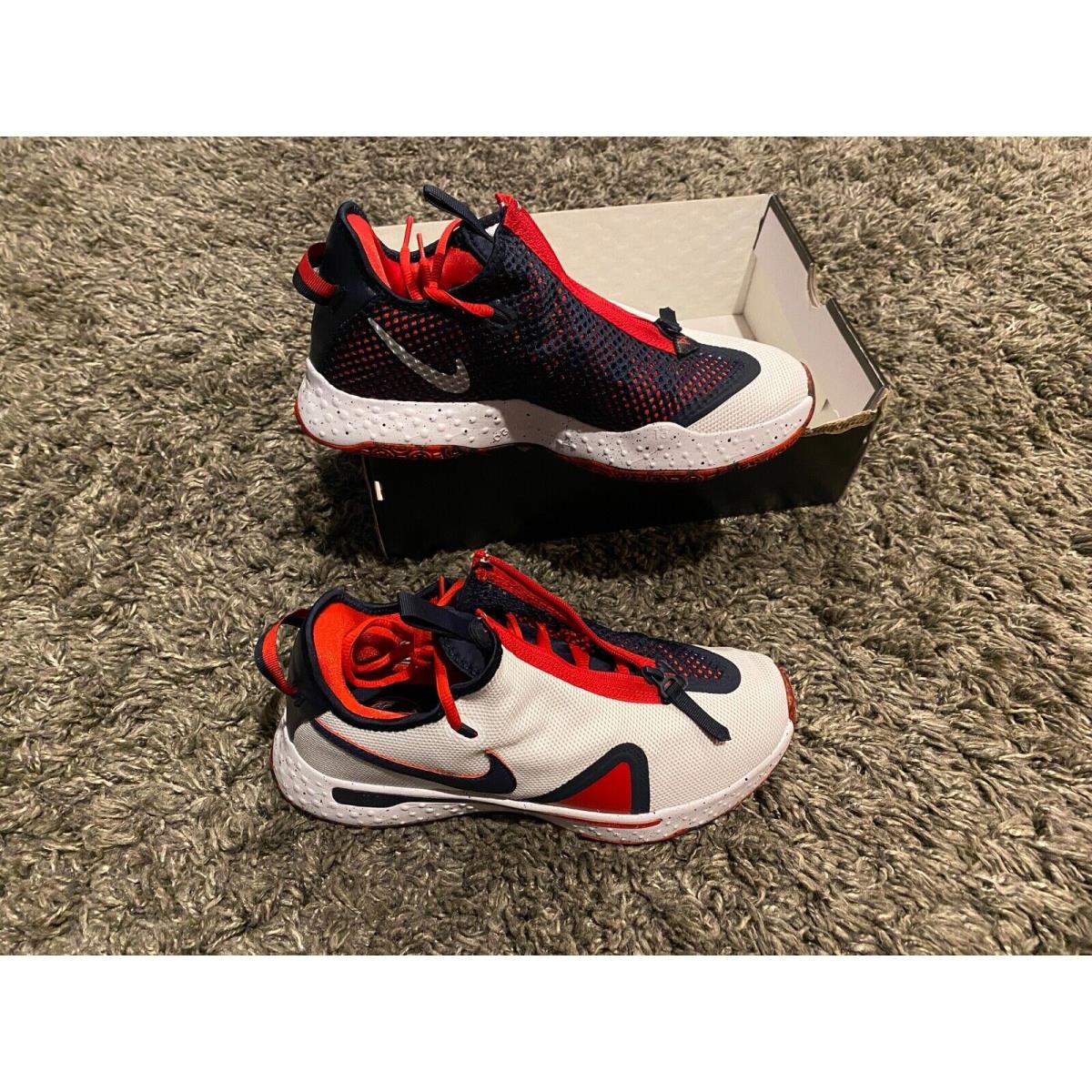 Nike PG4 Paul George Basketball Shoes LA Clippers 10 White University Red Blue