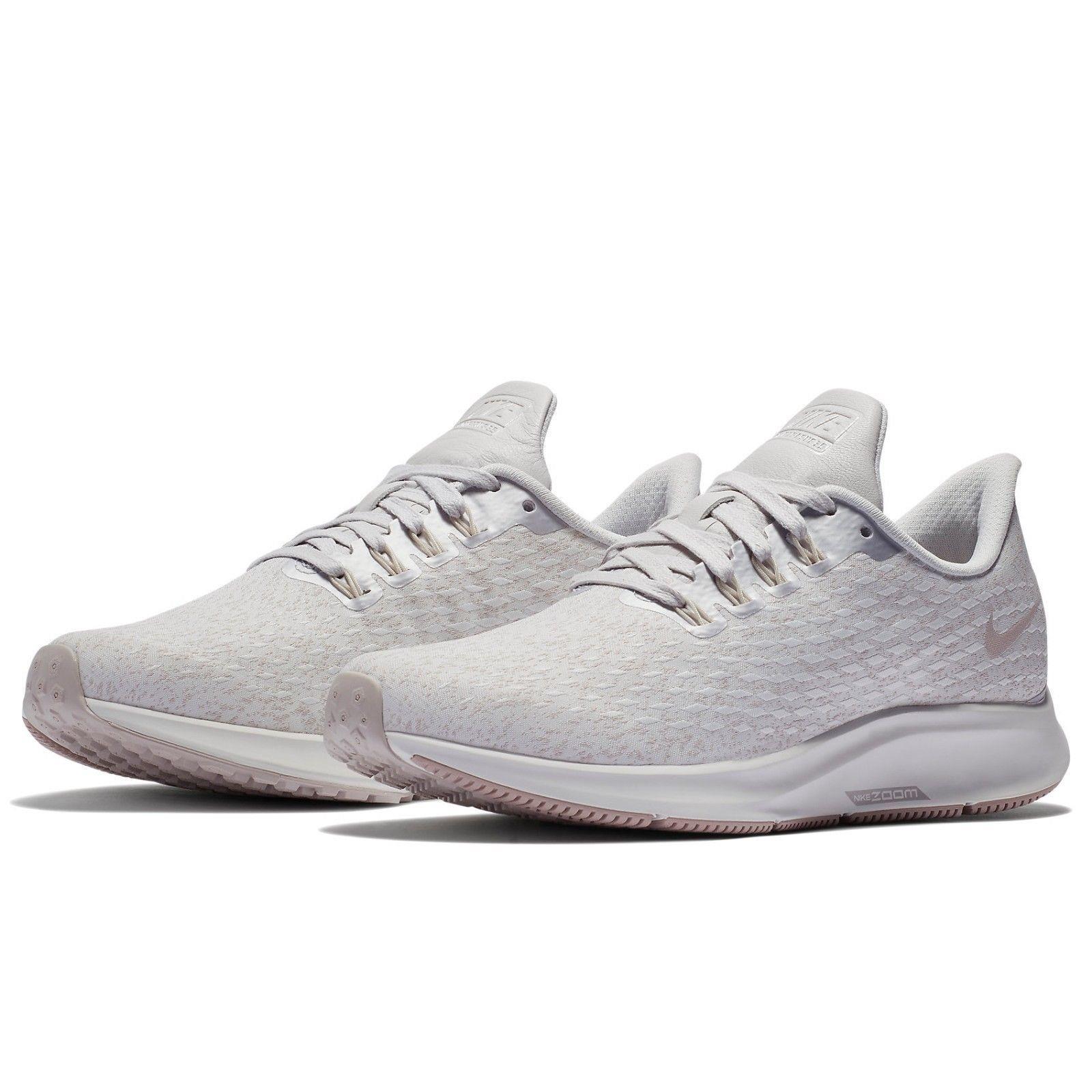 Size 11 Nike Air Zoom Pegasus 35 Premium AH8392 002 Women`s Running Shoes - Vast Grey/Summit White/Moon Particle-Wheat Gold