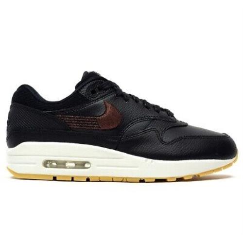 Nike Air Max 1 Premium Womens 454746-020 Black Gum Running Shoes Size 11.5