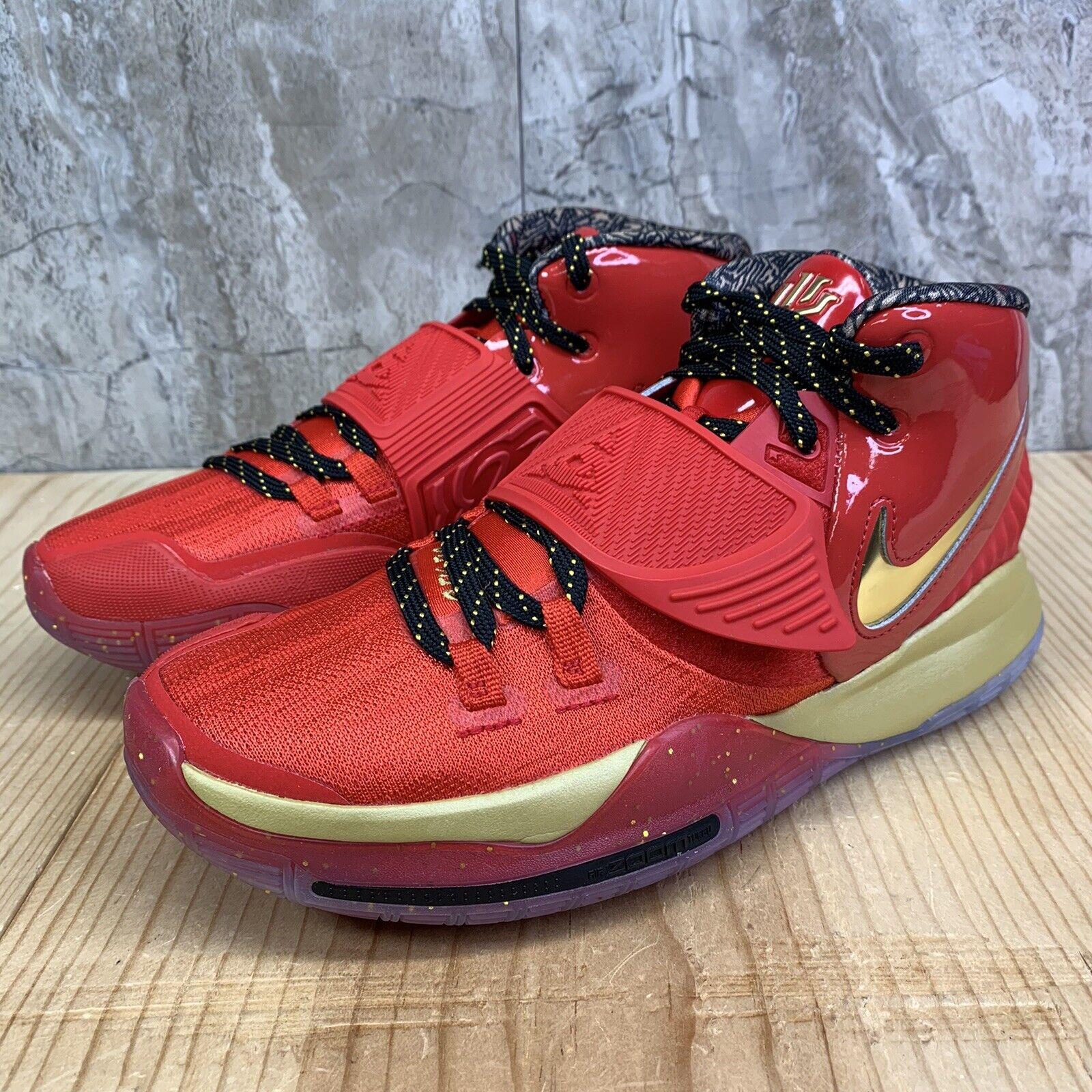 kyrie shoes red and gold