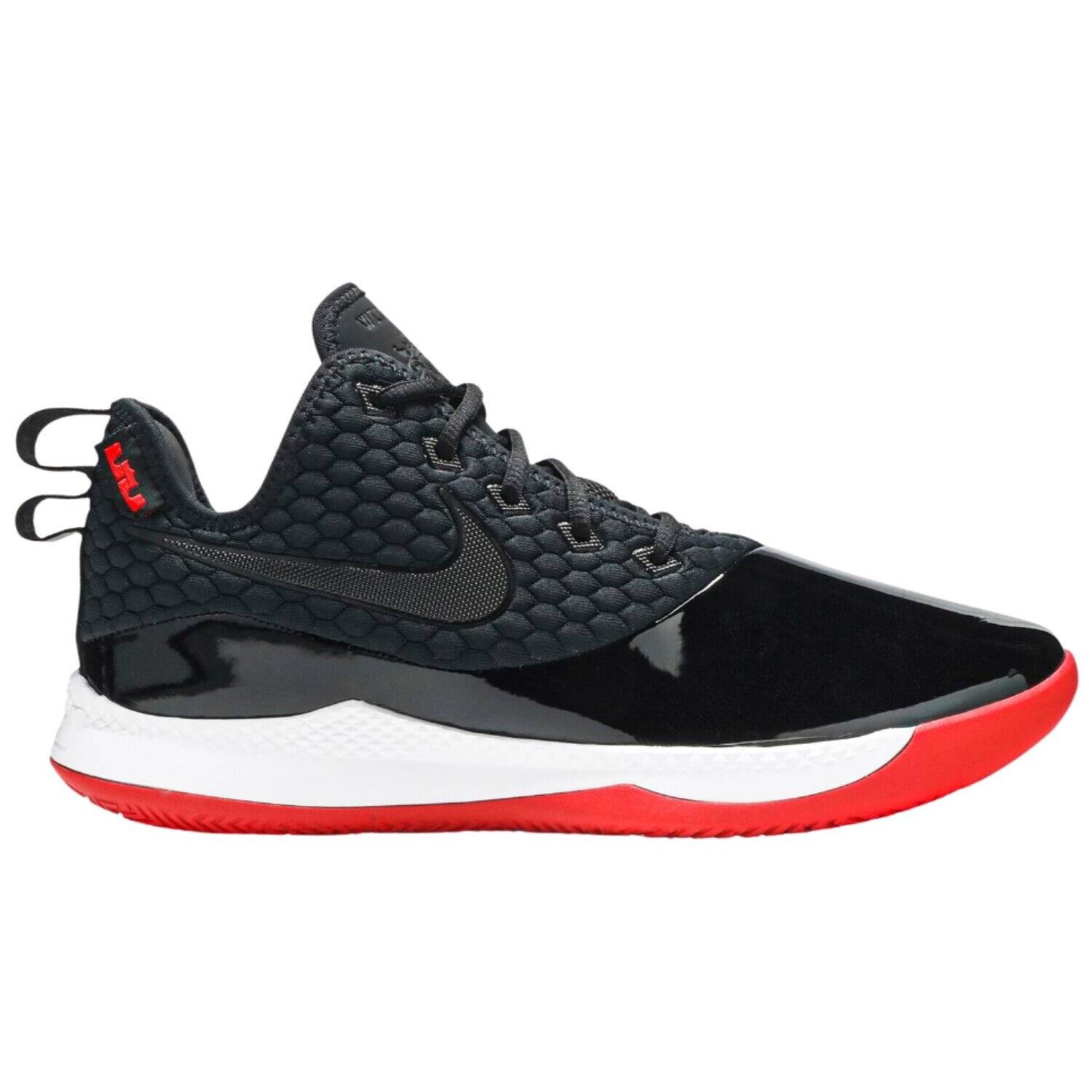 Nike Lebron Witness 3 Prem Mens BQ9819-001 Black Red Basketball Shoes Size 12.5 - Black/Black-White-University Red