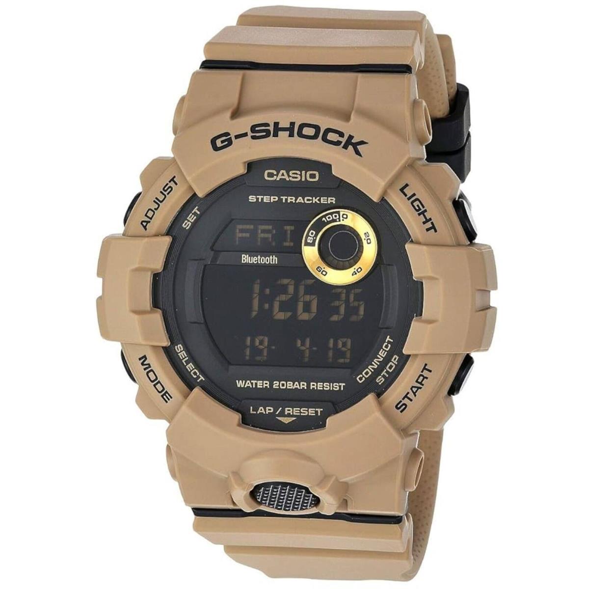 Casio Men`s Digital Watch G-shock G-squad 800 Series Brown Strap GBD800UC-5 - Dial: Black, Band: Brown