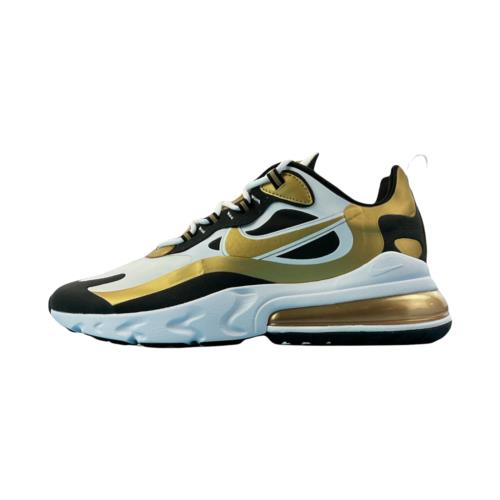 Nike Mens Air Max 270 React CW7298-100 White Gold Black Sneaker Shoes Size 9.5 - Multicolor