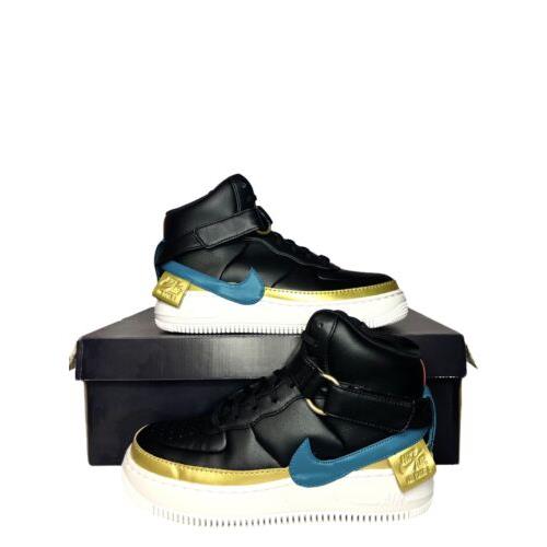Nike Womens Air Force 1 Jester Hi XX Basketball Shoe Athletic Black Gold Sz 10.5