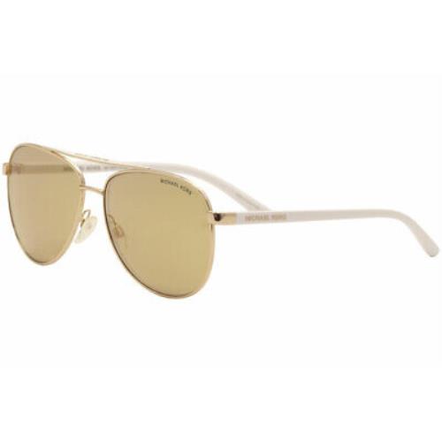 Michael Kors Women`s Hvar MK5007 MK/5007 1080R1 Rose Gold Pilot Sunglasses 59mm - Frame: Gold, Lens: Gold