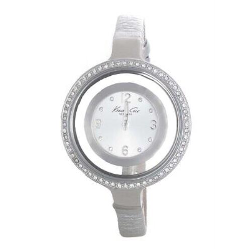 Kenneth Cole Ladies Silver Skeleton Dial Leather Band Watch KC2883