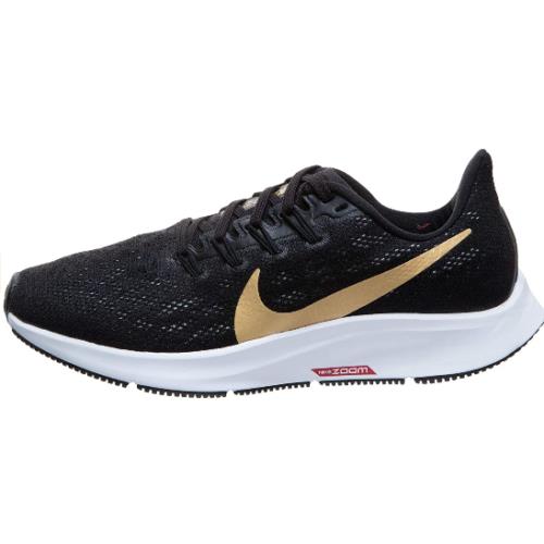 Nike Women`s Air Zoom Pegasus36 Running Shoe Blk/metallic Gold-universityred 8.5