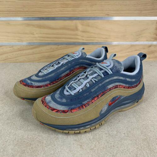 brown red blue air max 97