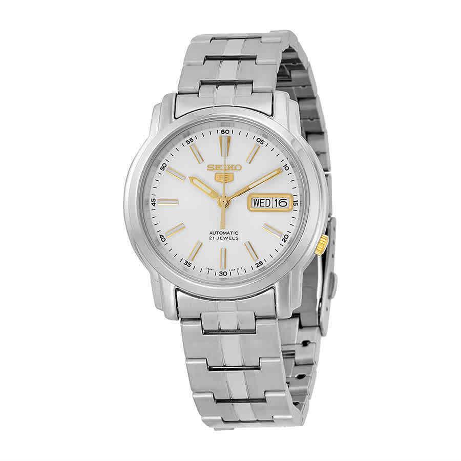 Seiko 5 Automatic Silver Dial Stainless Steel Men`s Watch SNKL77