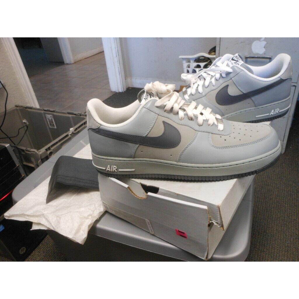 2007 Nike Air Force 1 Shadow Grey Anthracite White Basketball Shoes Size 14 US