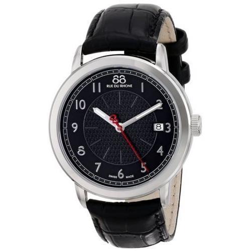 88 Rue Du Rhone 87WA120039 Men`s Double 8 Origin Black Dial Black Leather Watch