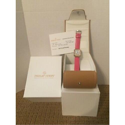 Philip Stein Women`s `classic Square` Pink Strap Watch