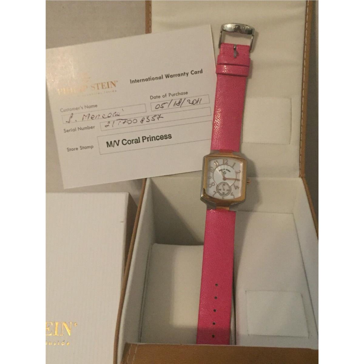 Philip Stein Women s classic Square Pink Strap Watch Philip