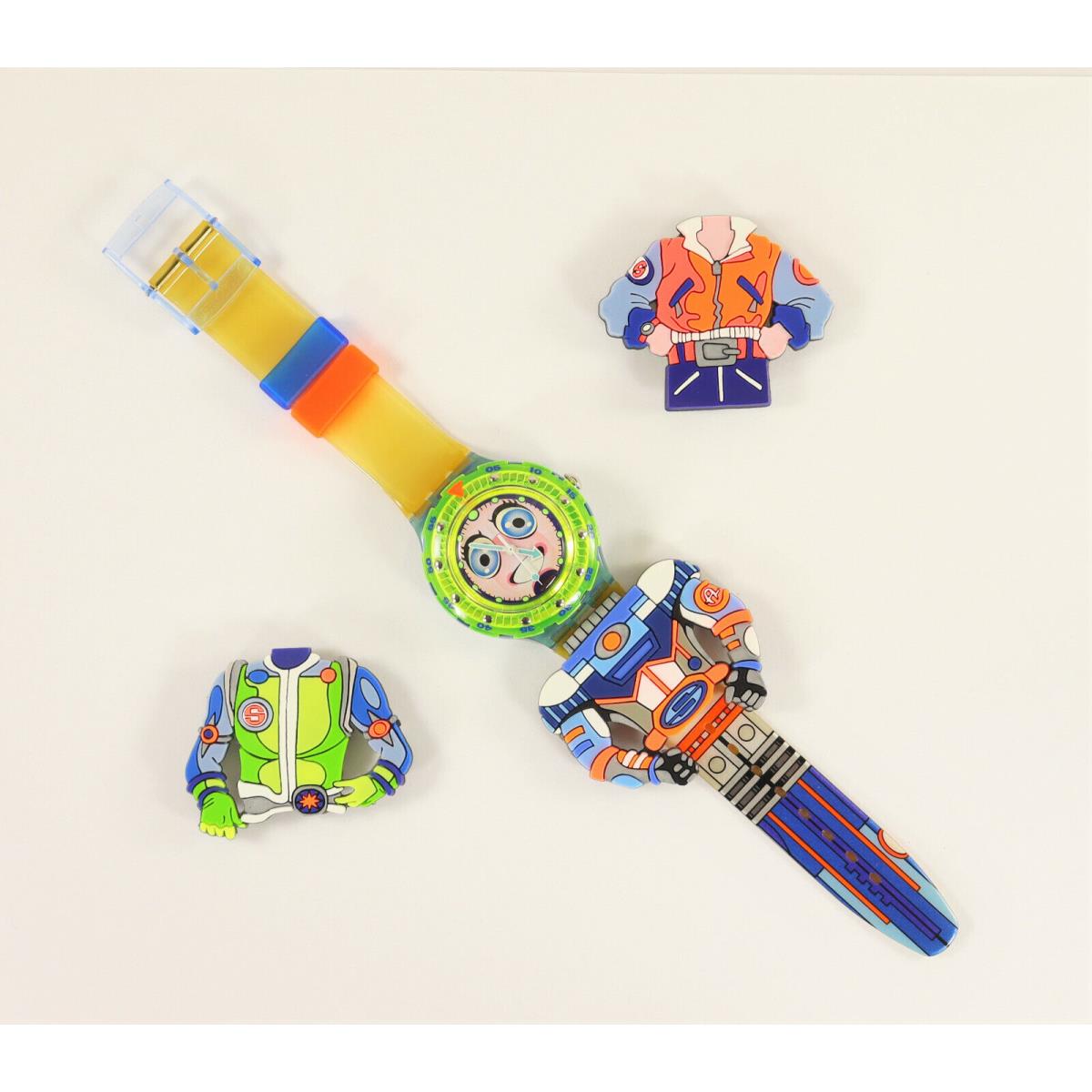 Swatch Strepp 1996 Vintage W/box Spaceworld Watch Collectible w/ 3 Outfits