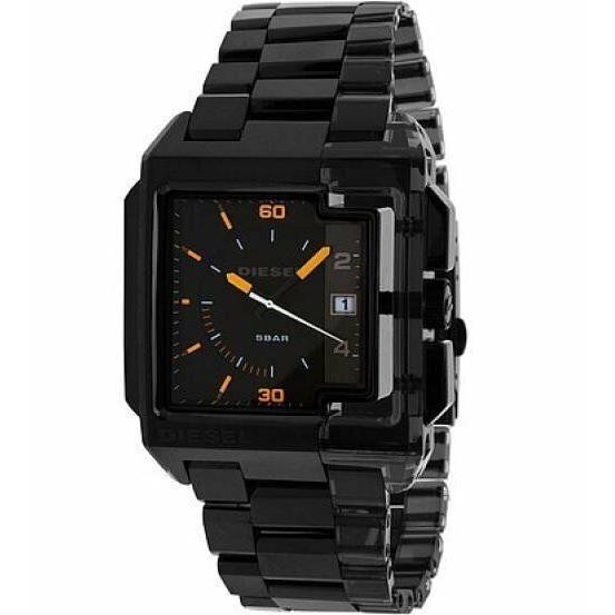 Diesel Black Tone Stainless Steel Orange Markers Dial Bracelet Watch DZ1420