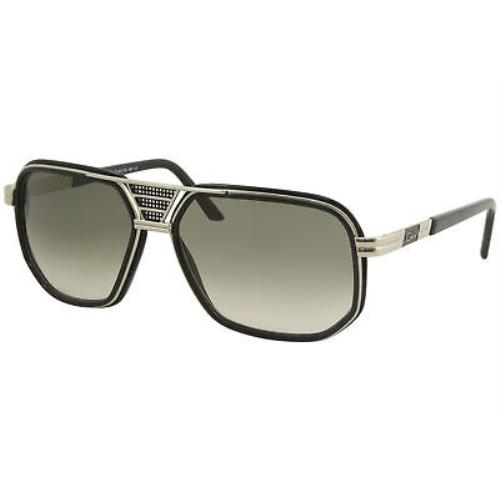 Cazal Legends 666 002 Sunglasses Men`s Silver-black/green Gradient Lenses 61-mm