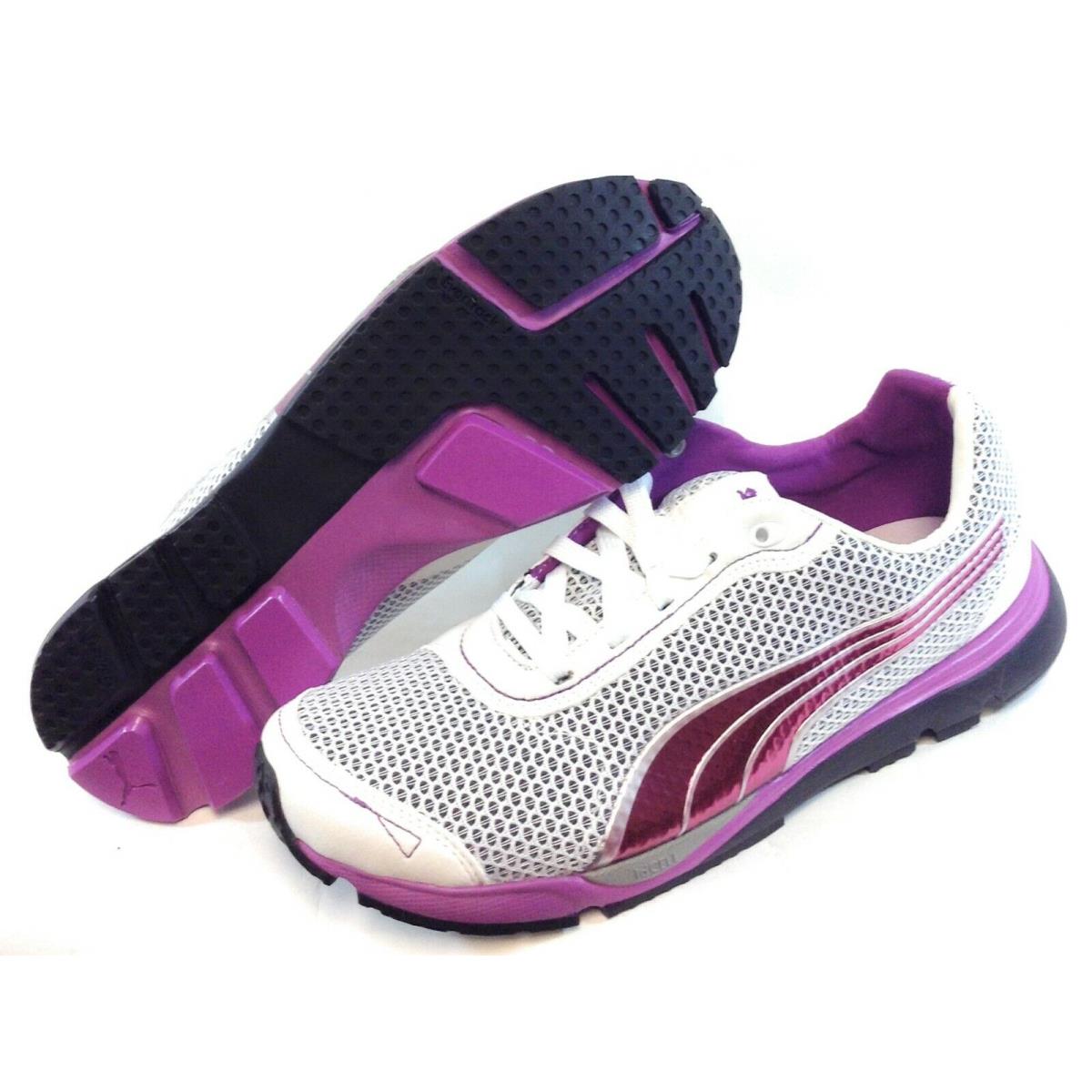 Womens Puma Yugorun 184639 03 White Metallic Purple Silver Sneakers Shoes - Purple