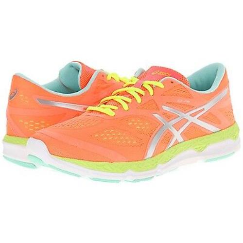 Asics T583N.3107 33 Dfa Wmn`s M Coral/yellow Mesh/synthetic Running Shoes - Coral/Flash Yellow/Mint