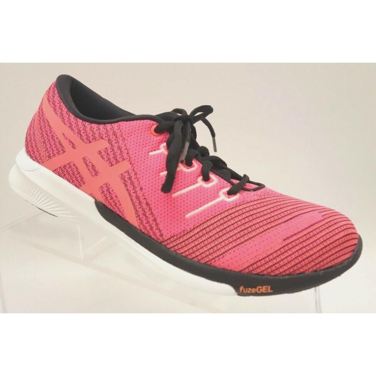 Asics Fuzex Knit Sneakers Women`s 9.5 M Flash Coral Black Shoe