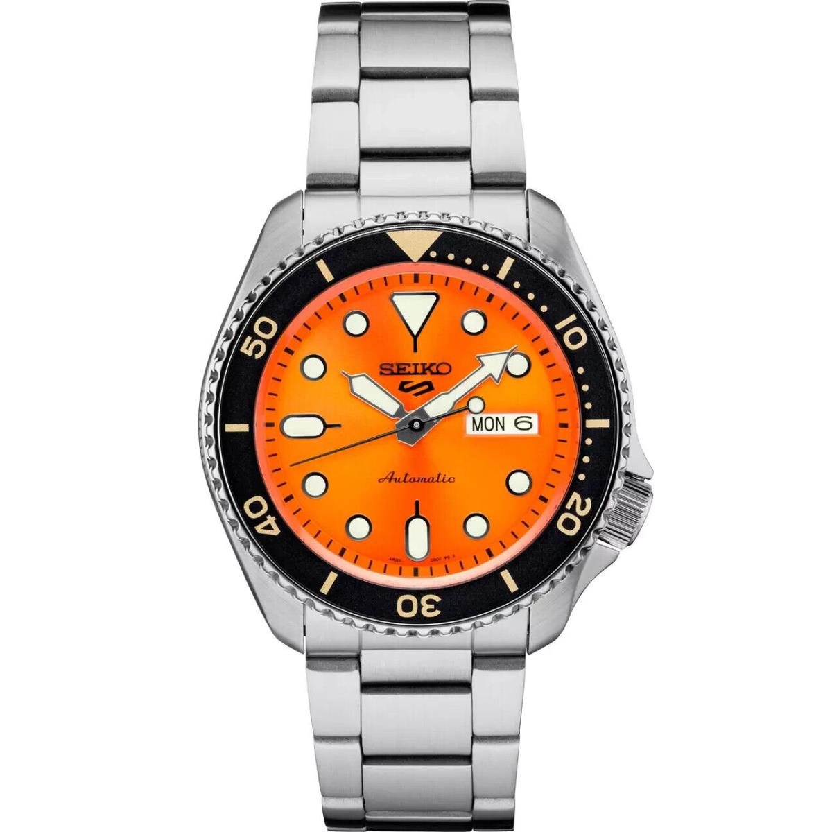 Seiko 5 Sports 42.5mm Orange Dial Men`s Watch SRPD59