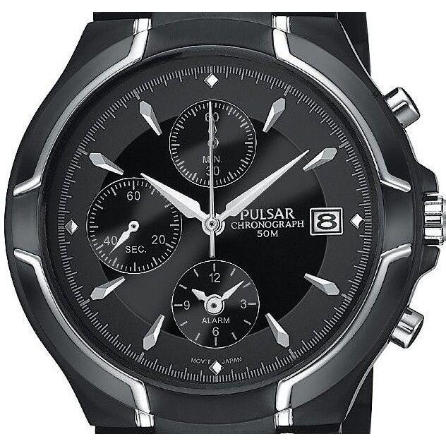 Pulsar PF3547 Black Alarm Chronograph Watch IP Steel